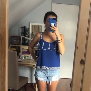Francesca’s blue embroidered tank